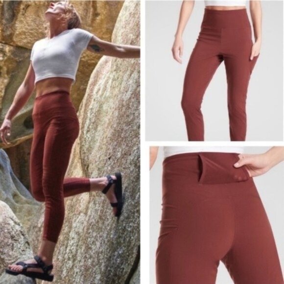 Athleta Trekkie Hybrid Crop Tights in Cognac Brown - Picture 6 of 6